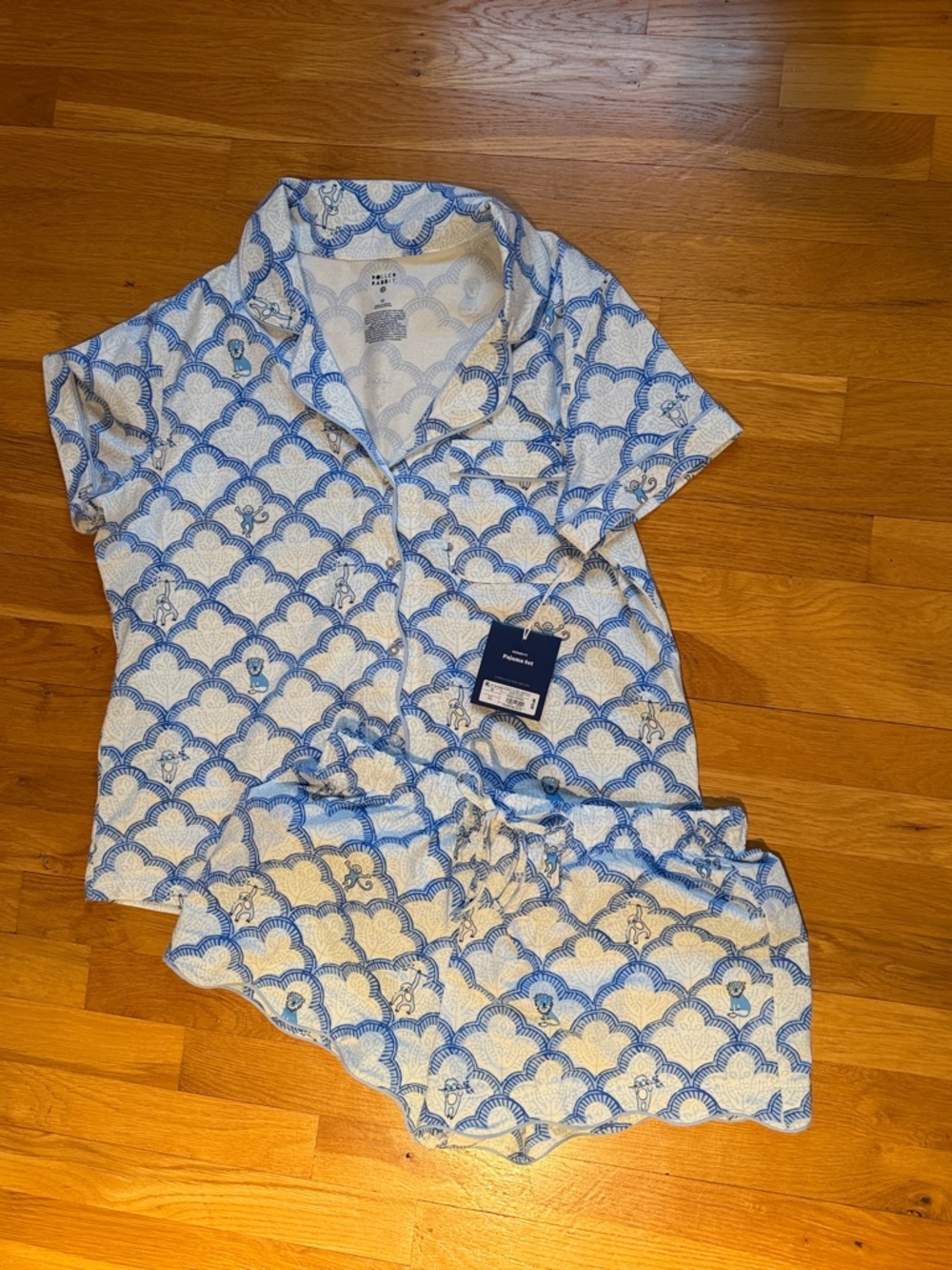 Target x Roller Rabbit Blue & White Scallop-Print Pajama Set
